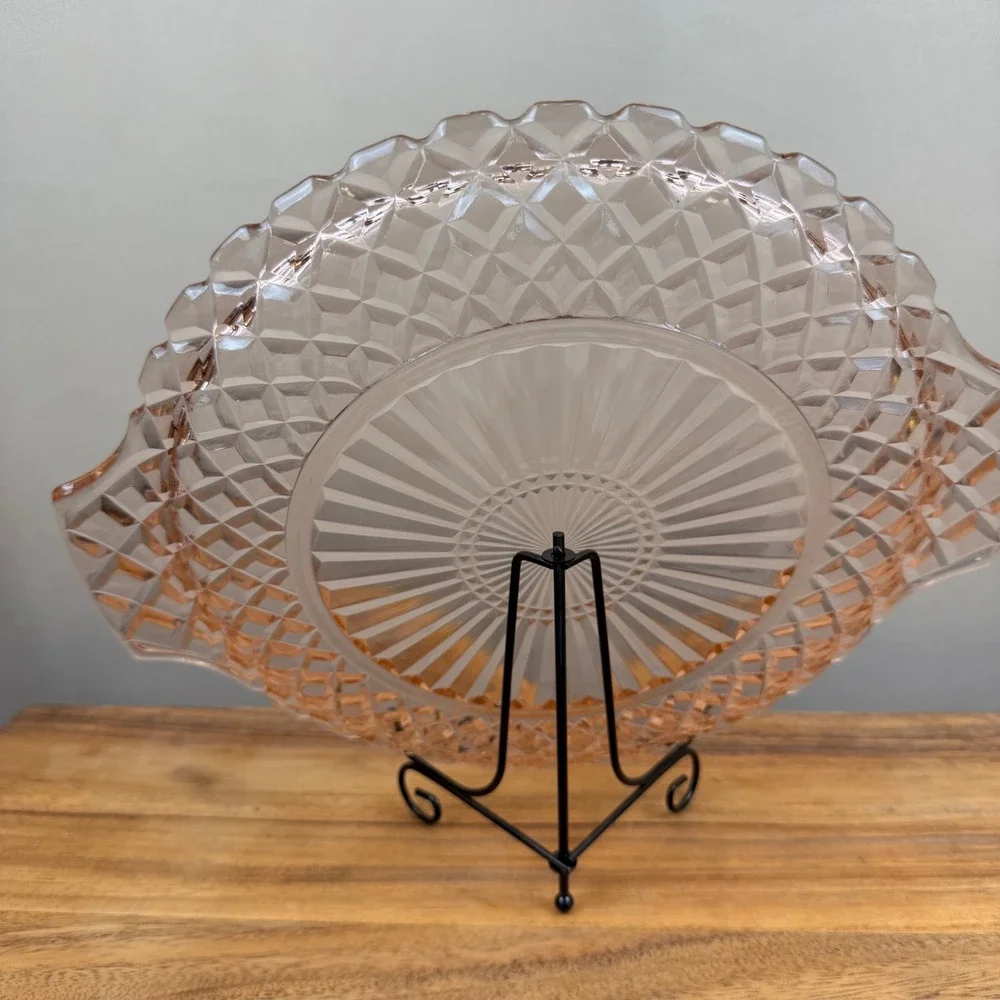 Anchor Hocking Waterford Pink Depression Glass Sandwich Plate Platter 12 inch